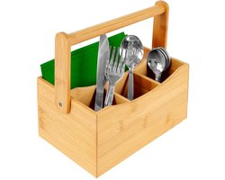 Saus, Kruiden- en Bestekhouder Houten - Bestekbak Staand - Keukengerei Houder - Bestek - Organizer - Bestekstandaard - Spatelpot - Kruidenrek