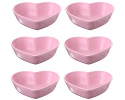 Sausschaaltje - Roze Hartvormig Sausschaaltje - Mini Bijgerechtje - Sojasaus Dipsauskom - Snackschaaltje - Roze - 6 stuks