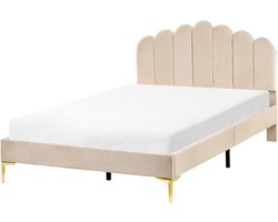 SAUVIAN - Bed - Beige - 120 x 200 cm - Fluweel