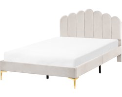 SAUVIAN - Bed - Gebroken wit - 120 x 200 cm - Fluweel