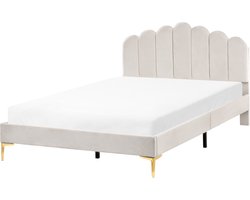 SAUVIAN - Bed - Gebroken wit - 140 x 200 cm - Fluweel