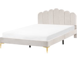 SAUVIAN - Bed - Gebroken wit - 160 x 200 cm - Fluweel