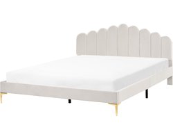 SAUVIAN - Bed - Gebroken wit - 180 x 200 cm - Fluweel