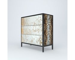 Savannah - Ladekast - Vanilla/Zwart/Bruin - Metal/Glas/Stof - 90*90*45 cm