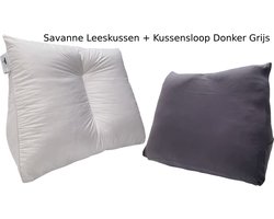 Savanne Lekker Lui Leeskussen - Zitkussen - Leeskussen voor in bed - Leeskussen voor Boeken - Lekker Lui Lezen Kussen - inclusief Leeskussen Hoes Donker grijs - Kussensloop