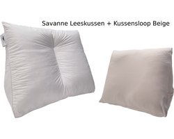 Savanne Lekker Lui Leeskussen - Zitkussen - Leeskussen voor in bed - Leeskussen voor Boeken - Lekker Lui Lezen Kussen - inclusief Leeskussen Hoes - Kussensloop Beige