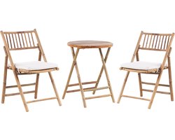 SAVELLETRI - Bistroset voor 2 - Gebroken wit - Bamboehout