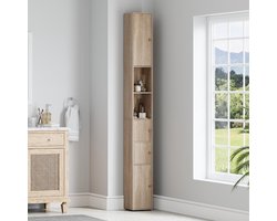SAVI® Kolomkast Staand - Opbergkast - Kast - Esdoorn - 20cm x 20cm x 180cm