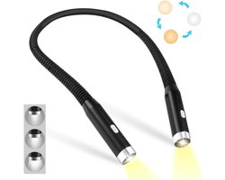SAVI® Nekleeslamp - Leeslampje voor Boek - Neklamp met 3 Lichtstanden - LED Verlicht - 3 Kleuren - Extra Licht - Zwart - 19cm x 13cm x 3cm