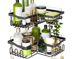 SAVI® Telescopisch Doucherek – Doucherek Hangend - Zwart - 24cm x 24cm x 10cm