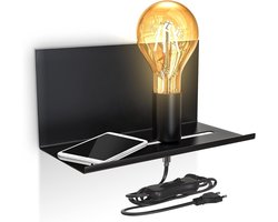 SAVI® Wandlamp Binnen met Snoer - Wandlamp - Wandlamp Binnen - Verstelbaar - Zwart - 25cm x 25cm x 12cm