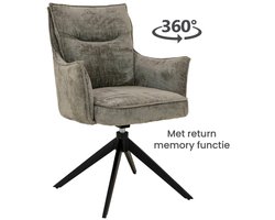 Savona Draaibare Eetkamerstoel – Stof Touch Grey (Grijs) – 360° draaibaar – Met armleuningen – Elegant & Comfortabel