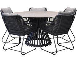 Savona Pasadena dining tuinset 140xH75 cm rond 6 delig aluminium