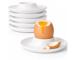 Savoré Kitchen Eierdopjes Set van 6 - Eierhouder voor Gekookt Ei - Vaatwasserbestendig - Stapelbaar - Wit
