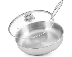 Savoré Kitchen Hapjespan 28cm met Deksel – Inductie Geschikt – RVS Sauteerpan - PFAS Vrij