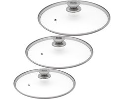 Savoré Kitchen Pannendeksel Set 3-delig - Deksel voor koekenpan Ø 20, 24, 28 cm - RVS - Glas
