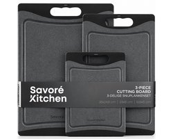 Savoré Kitchen Snijplankenset 3-Delig – Kunststof Snijplanken BPA-vrij met Sapgroef en Handvat – Snijplank 36, 33 & 20 cm