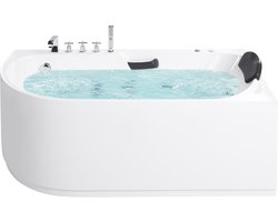 SAYULA - Hoek bubbelbad - Wit - 1700 x 800 mm - Linkszijdig - Acryl