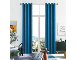 SB Line Kant en klaar Gordijn - Verduisterend - Met ringen - 140x260 cm - Blauw