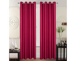 SB Line Kant en klaar Gordijn - Verduisterend - Met ringen - 140x260 cm - -Bordeaux Rood