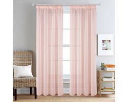 SB Line Transparante Vitrage Gordijn – 140 x 260 cm – Met Plooiband – Licht Roze