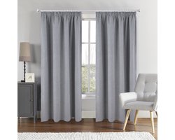 SB Line Verduisterend Gordijn – 140 x 260 cm – 100% Blackout – Met Plooiband – Grijs gemêleerd