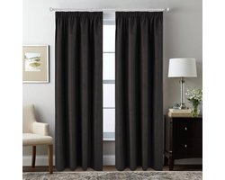 SB Line Verduisterend Gordijn – 140 x 260 cm – 100% Blackout – Met Plooiband – Zwart