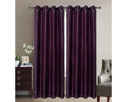 SBLine - vitrage gordijn - kant en klaar - met ringen - 140 x 240 cm - paars