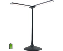 SBR Glow+ bureaulamp met accu - oplaadbare daglichtlamp met batterij- dimbaar - 3 lichtkleuren - zwart