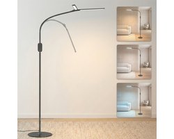 SBR Glow Vloerlamp - Staande lamp - Leeslamp - 3 lichtkleuren - Dimbaar - in hoogte verstelbaar - Daglichtlamp - Zwart