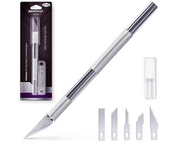 Scalpel Set met 5x Reservemesjes Verschillende Vormen - Hobbymes | Knutselmessen, Cuttermes, Snijmes - Papier, Modellen, Fondant, Stoffen Snijden - Precisiemes, Stencilmes, Foliemes - DIY