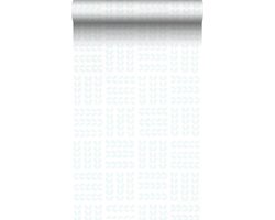 Scandinavisch Behang - Kinderkamer Decoratie - Muur Opfrissen - Matte Kalkverf Look - 53 cm x 10 m - Mintgroen Wit