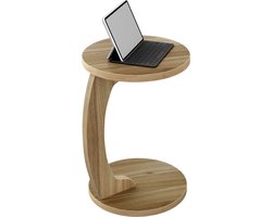 Scandinavisch Bijzettafel 38φx55cm Hoog C-vorm Salontafel 4.9Kg Stabiel- Ronde Banktafel over de Bank schuiven Creëert Zwevende Opbergplank- Laptoptafel E1 MDF dikte 2,5 cm Melaminefineer- ROBUUST Glad, Krasbestendig & Waterafstotend Laadvermogen10kg