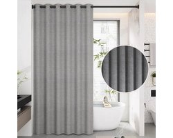 Scandinavisch Imitatie Linnen Douchegordijn 180x200 cm | Stoffen | Anti-Plak & Anti-Schimmel | Met Metalen Ringen | Grijs Douche Gordijn | Zonder haakjes | Textiel Nordic Look