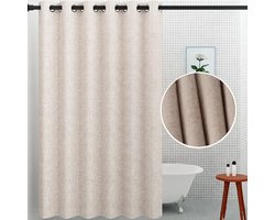 Scandinavisch Linnen Douchegordijn 180x200 cm | Stoffen | Anti-Plak & Anti-Schimmel | Met Metalen Ringen | Beige Douche Gordijn | Zonder haakjes | Textiel Nordic Look