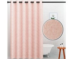 Scandinavisch Linnen Douchegordijn 180x200 cm | Stoffen | Anti-Plak & Anti-Schimmel | Met Metalen Ringen | Roze Douche Gordijn | Zonder haakjes | Textiel Nordic Look