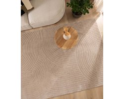 Scandinavisch vloerkleed - Contour Circle beige 100x200 cm
