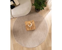 Scandinavisch vloerkleed rond - Contour Edge beige 100 cm