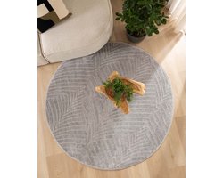Scandinavisch vloerkleed rond - Contour Leaf grijs 100