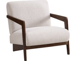 Scandinavische fauteuil van hout en stof "Lena" - Beige