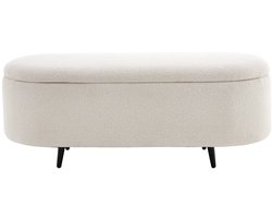 Scandinavische Gestoffeerde Bank VOGUE 110cm wit Bouclé zwart Bank met opbergruimte - 45255