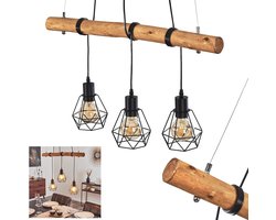 Scandinavische Hanglamp met 3 Armen van Metaal en Hout - Stijlvolle Verlichting voor Binnen
