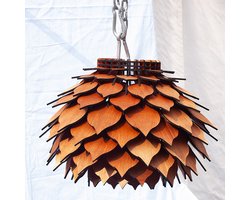 Scandinavische Houten Hanglamp “Pinecone” – Handgemaakt van Triplex, Zonder Lichtbron – Ø35 cm Plafondlamp voor Woonkamer of Eettafel