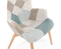 Scandinavische Loungestoel - Oorfauteuil - Comfortabele Zitervaring met Eikenhouten Accenten
