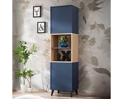 Scandinavische Opbergkast met 2 Deuren in Blauw Hout - 173 cm Breed