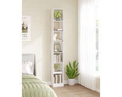 Scandinavische stijl boekenkast – Kubus opbergrek voor woonkamer, kantoor en slaapkamer – Wit 24 × 30 × 214 cm (BC79703X)