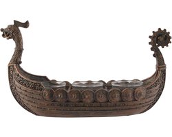 Scandinavische Viking-kandelaar in bootstijl, bronskleurig, voor 3 kaarsen