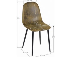 Scandinavische vintage retro stoel - bruin - set van 4 - kunstleer en metaal