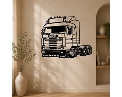 Scania 143M 450 Houten Wanddecoratie | Vrachtwagen Muurdecoratie van Hout | Cadeau voor Chauffeur | Stoere Wandkunst Binnen - 35 cm