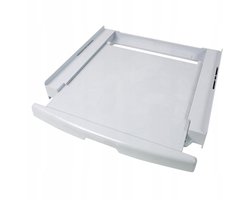Scanpart kunststof tussenstuk voor wasmachine en droger met werkblad inclusief spanband - Geschikt voor AEG Bosch LG Miele Samsung Siemens Zanussi Whirlpool - Stapelkit - Universeel - Wit